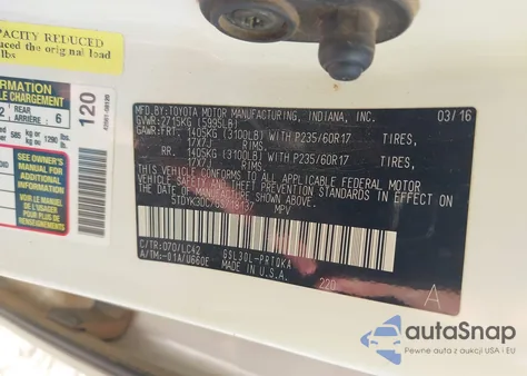 2016 Toyota Sienna Xle Premium 8 Passenger z USA, uszkodzony, nr VIN 5TDYK3DC7GS718137